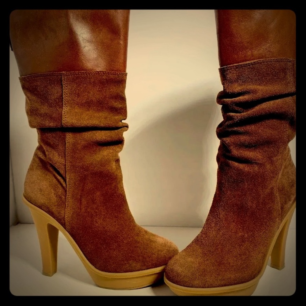 Michael Kors Suede Platform Calf High Boots 6.5M